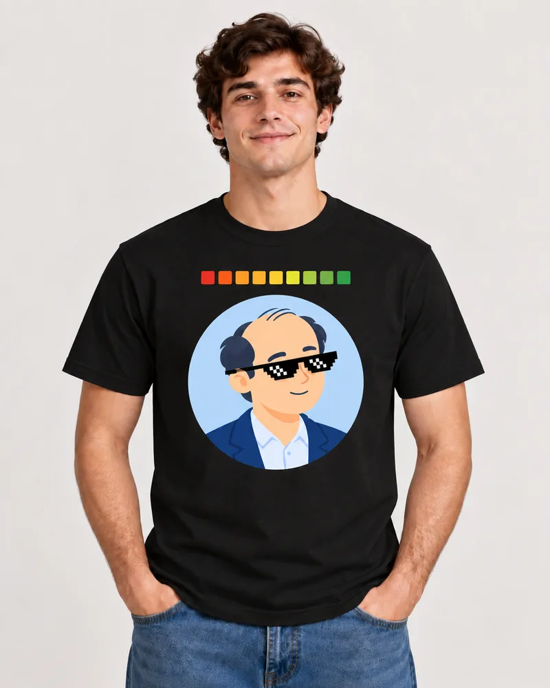Playera «Profe Barco» con lentes — Negra, con cuadros de desempeño